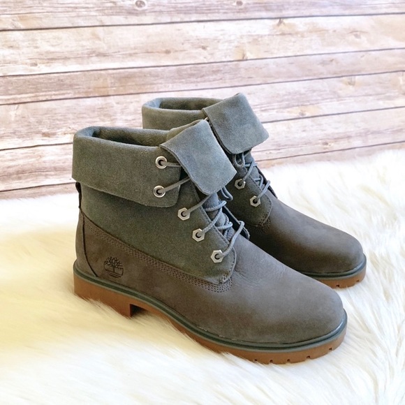 Timberland Jayne Medium Grey Roll Top Boots - Picture 5 of 8